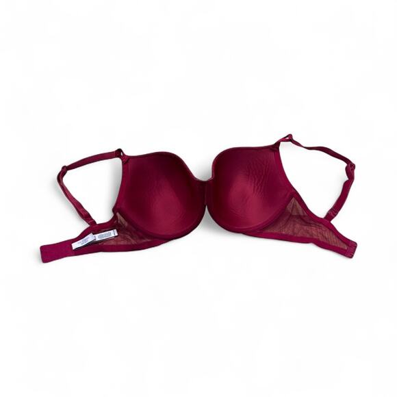 Victoria's Secret 34DDD Burgundy Crushed Velvet & Lace Push-up Demi Bra 34F - Picture 3 of 5